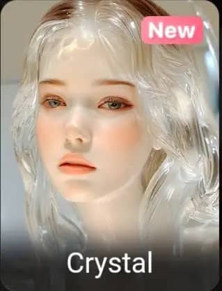 screenshot of Wink Mod app showing AI Animation into Crystal
