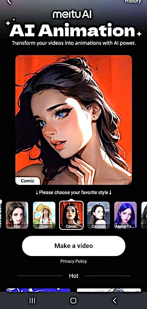 screenshot of Wink Mod APK showing Video transformation in AI Animation