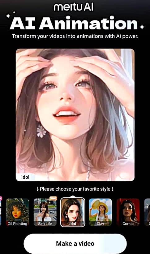 screenshot of Wink Mod APK showing Video and images transformation in AI Animation