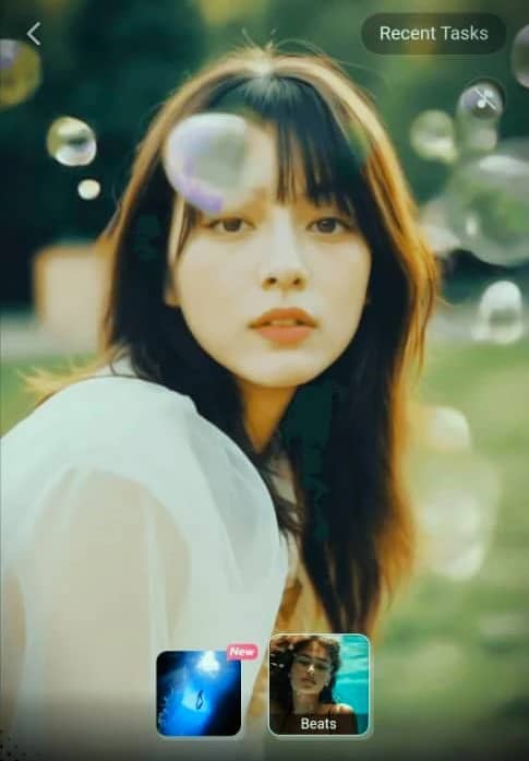 The screenshot shows the Wink video-enhanced app background changing feature