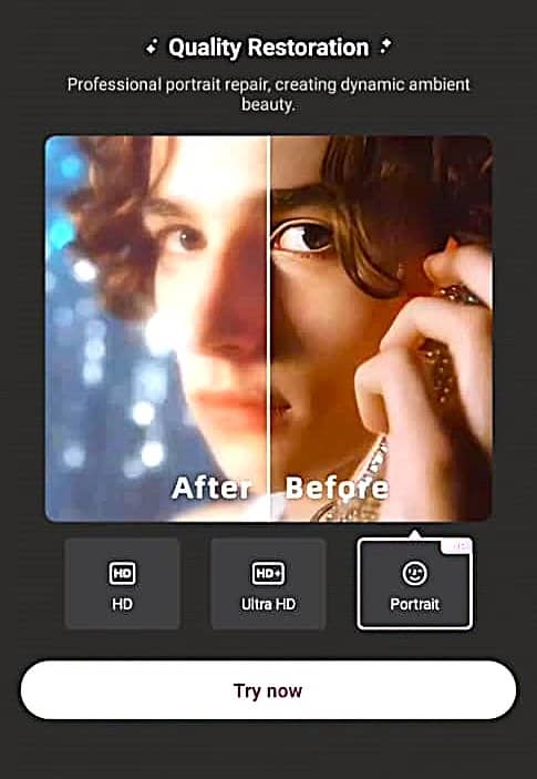this screenshot showcasing the video restoration feature