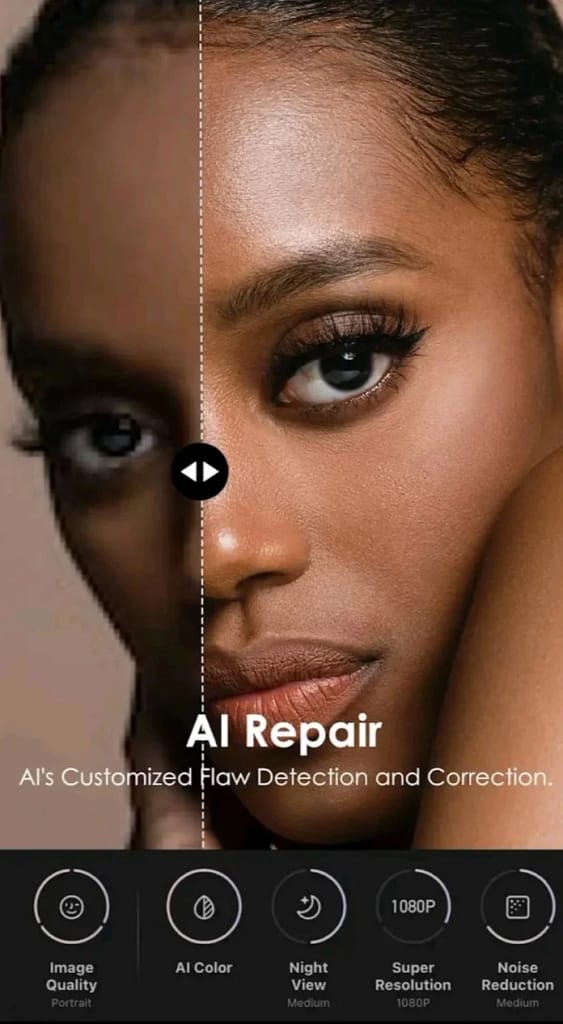 screenshot of Wink Mod APK showing AI Repair feature
